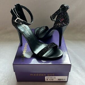Madden Girl Black Heels with Black & Iridescent Glitter ✨